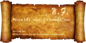 Mozolányi Filoména névjegykártya